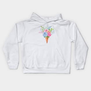 Floral ice cream cone Kids Hoodie